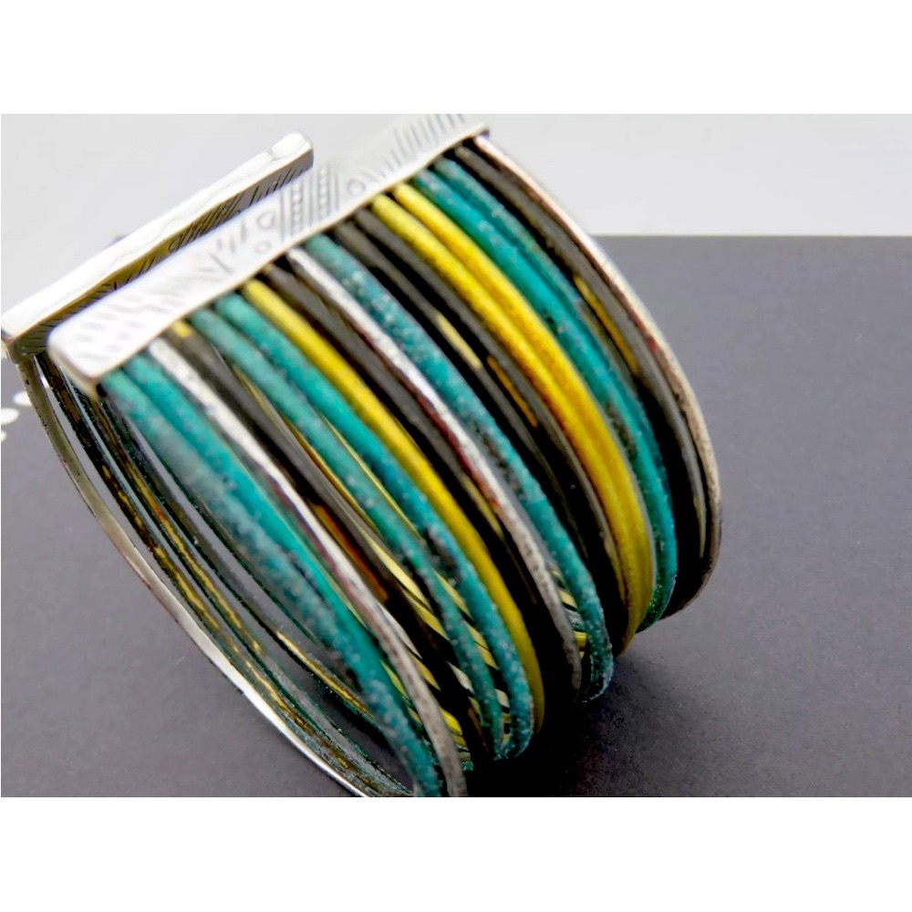 Silpada Vintage Sterling Silver Turquoise & G Cuff Bracelet with Textured Bands - Picture 7 of 10